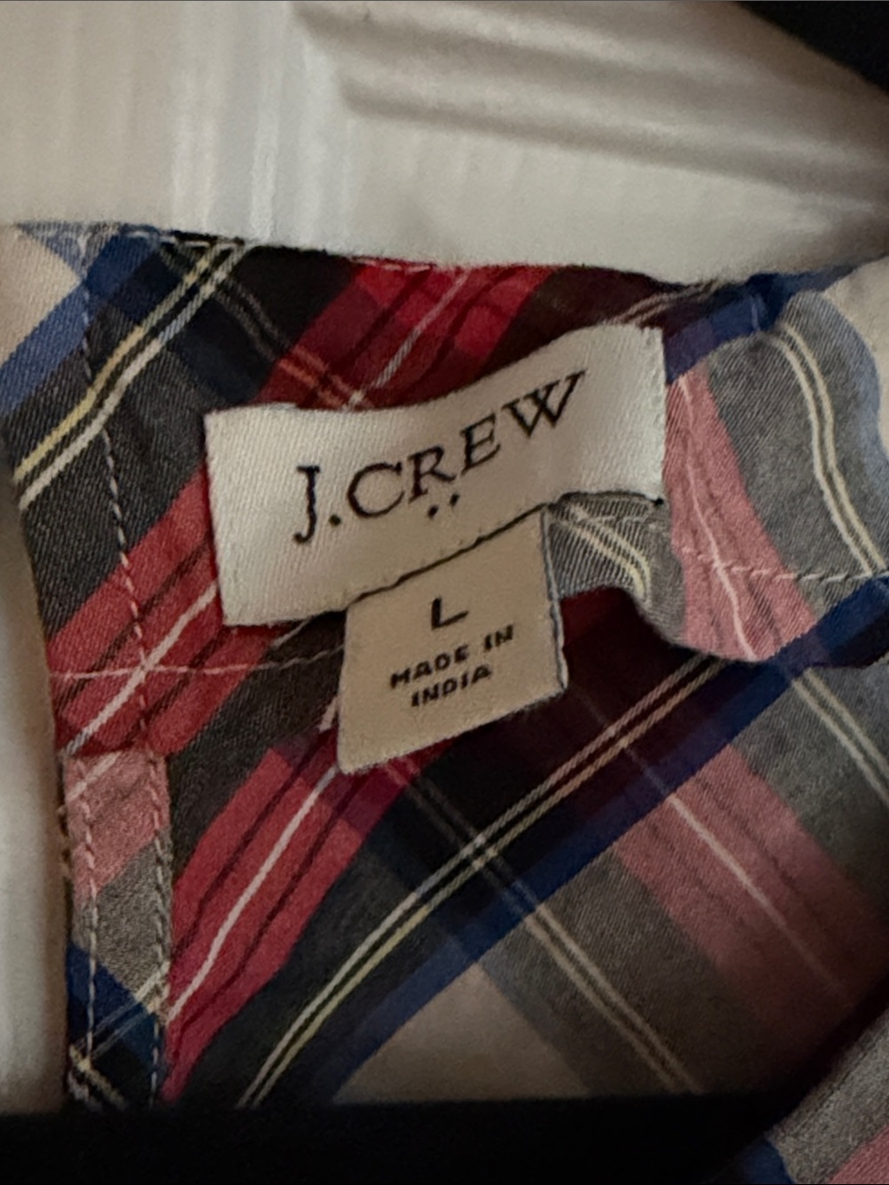 J. Crew Diagonal Plaid Puff-Sleeve Blouse - Red, Blue & White - Picture 2 of 6